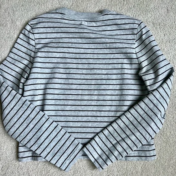 COS CLEAN CUT REGULAR LONG-SLEEVED T-SHIRT, grey/striped, size S - Picture 3 of 8